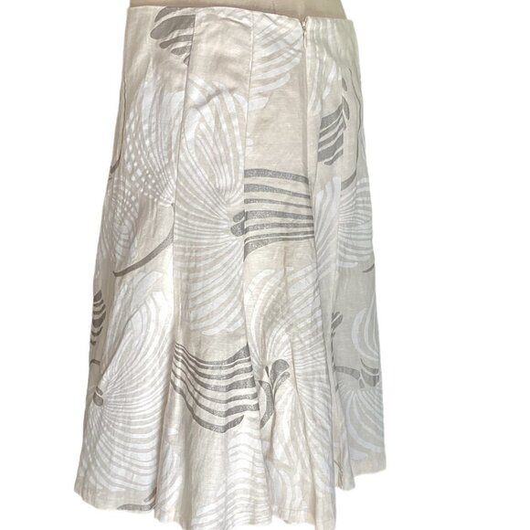 New York & Co Linen Rayon Full Swing Skirt Sz 10 Beige White Silver 176M - Picture 3 of 8